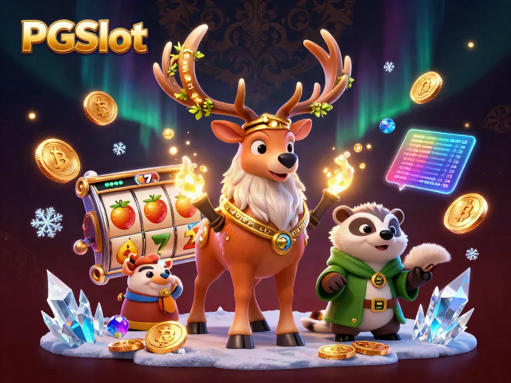 Spin the reels with PGSlot's vibrant 3D casino characters and elements in a mystical scene.