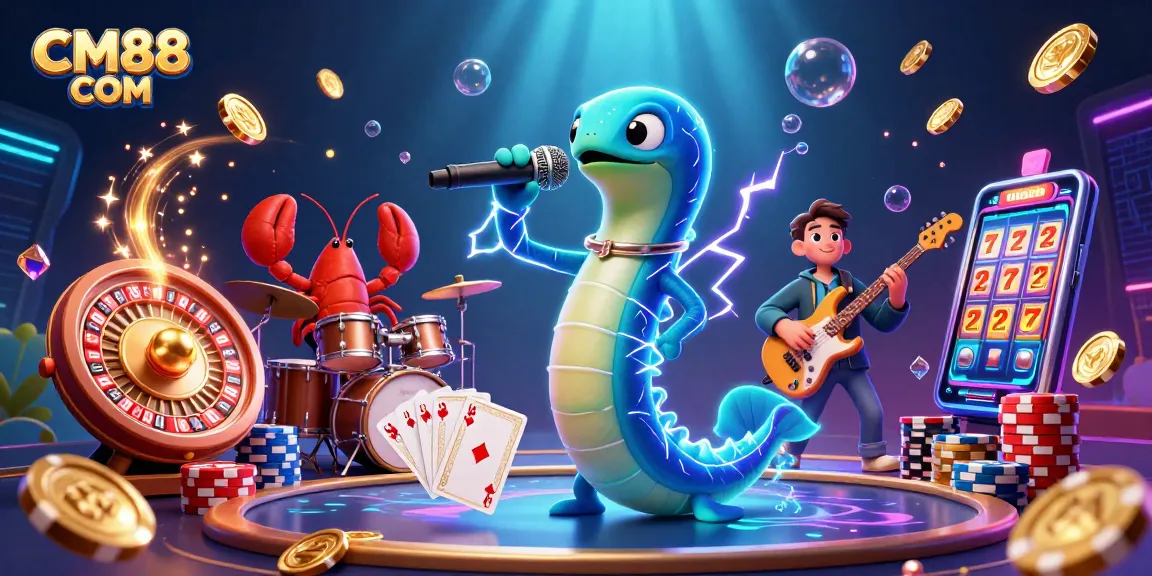 Experience excitement at CM88 COM with vibrant underwater casino illustration featuring electrifying characters.