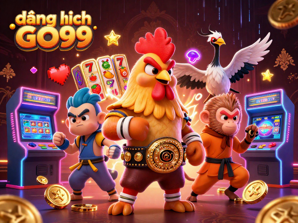 Experience the thrill of đăng nhập GO99 with vibrant casino characters and arcade elements.