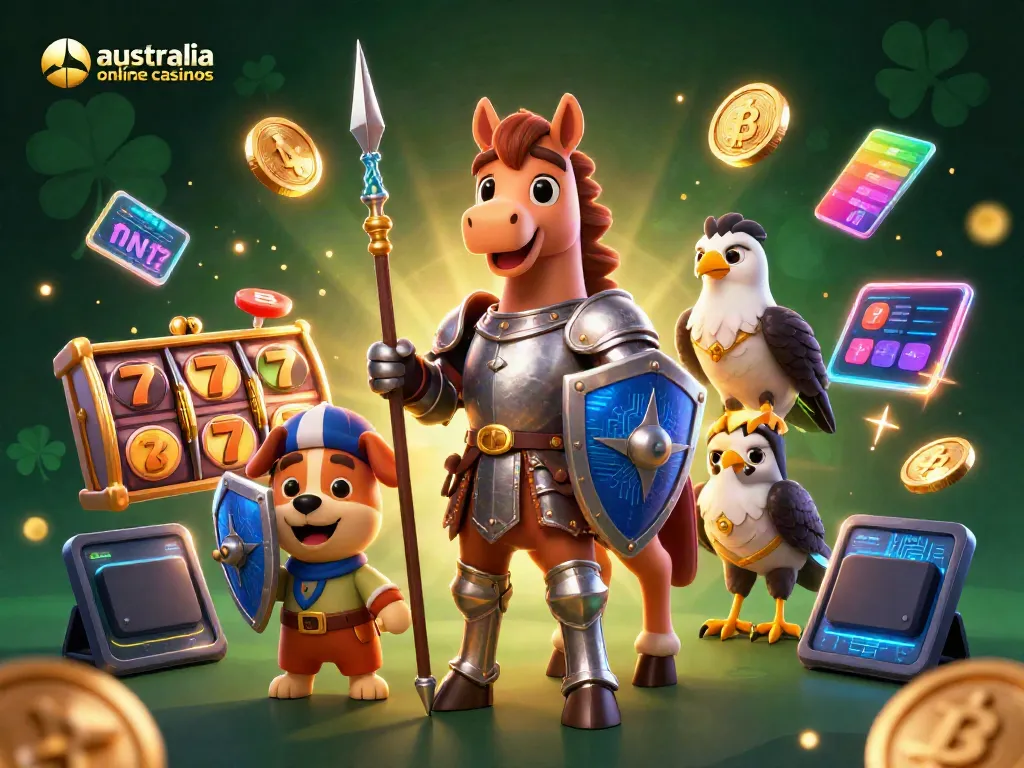 Engage with exciting australia online casinos featuring vibrant slot reels and glowing crypto elements.