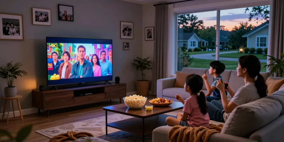 Gezellige familie geniet van de beste IPTV ervaring met 4K kwaliteit.