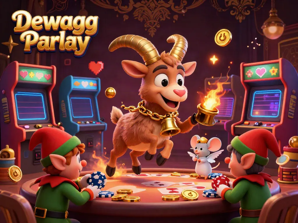 Experience the thrilling atmosphere of the Dewagg Parlay holiday horror casino, with a whimsical mix of characters and gaming elements.
