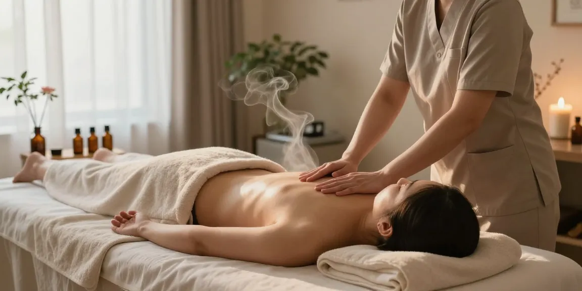 Relaxing 김포출장안마 massage therapy session with soothing atmosphere and natural light.