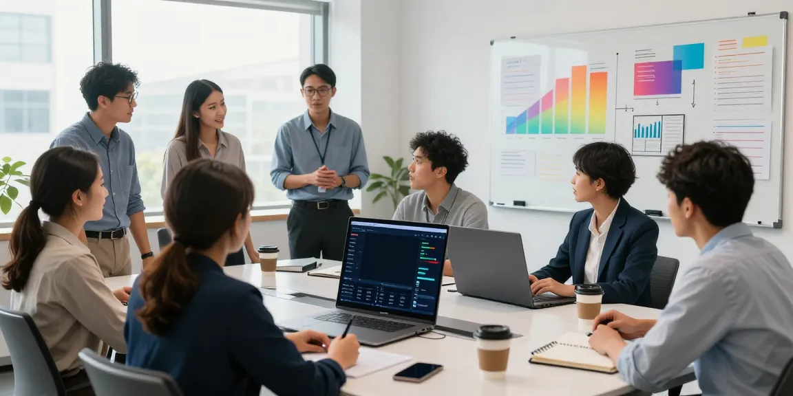 Vibrant team collaboration discussing insurance AI news and innovations in a modern office.