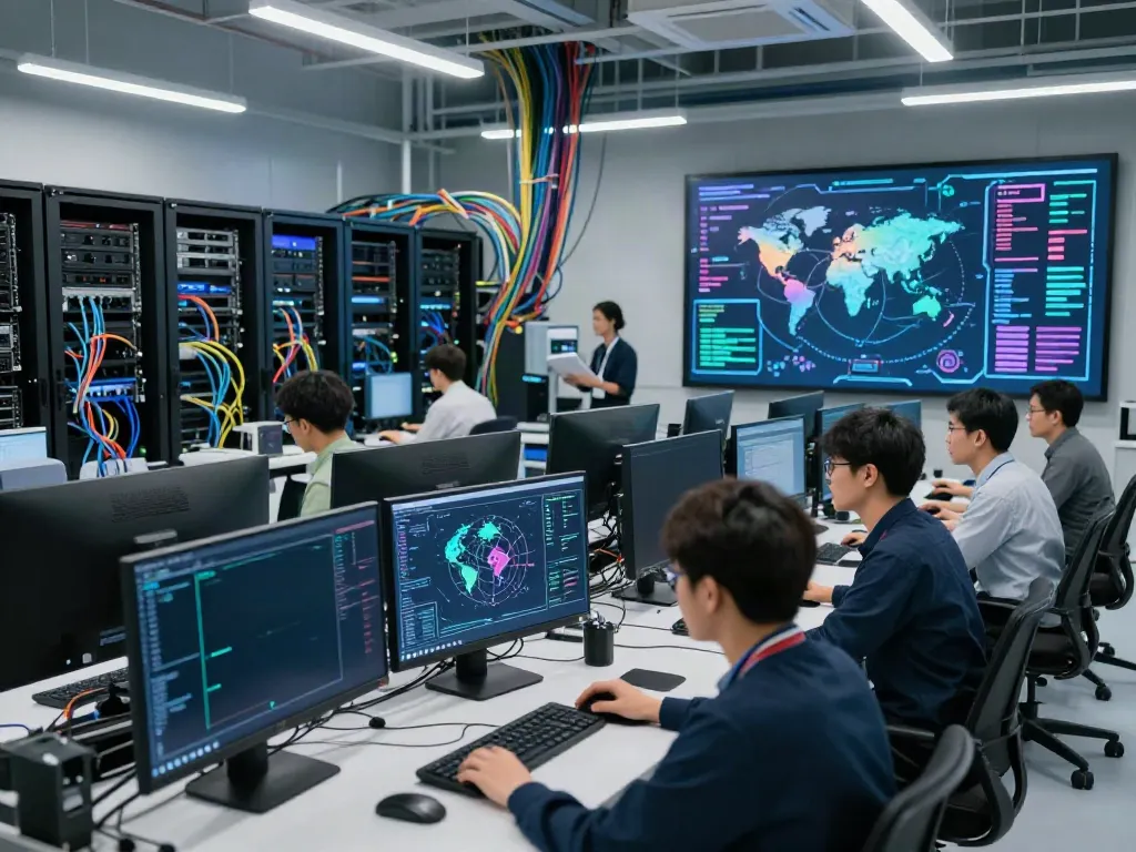 Engineers analyzing GPU infrastructure while exploring what are AI tokens in a modern data center.