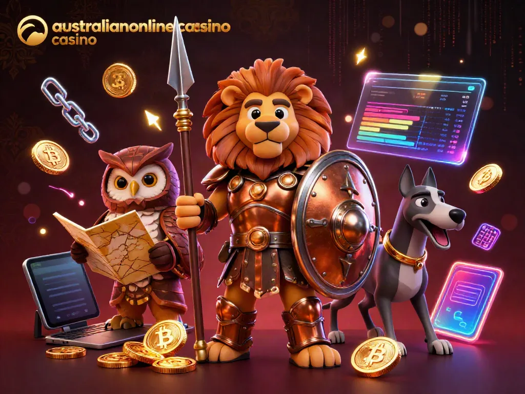 Experience the excitement of australianonlinecasino casino with this vibrant animated scene showcasing gaming elements and characters.