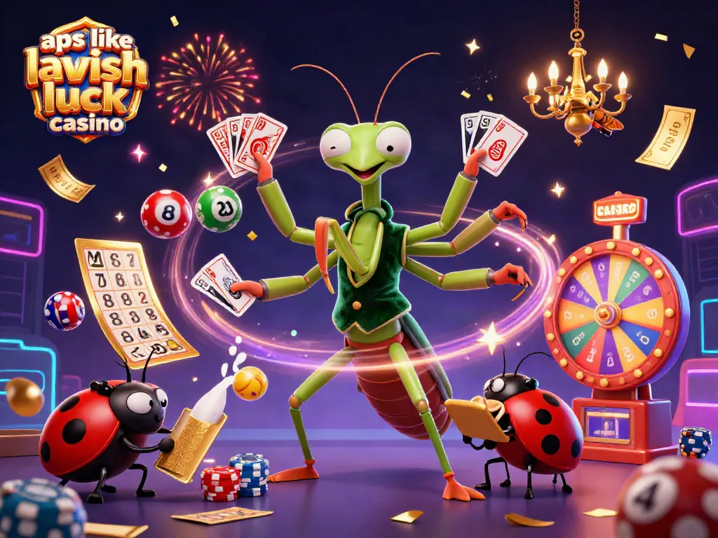 Play exciting games like lavish luck casino with dynamic lottery and jackpot elements in a vibrant 3D scene.