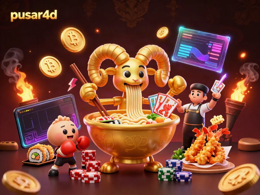 Engage in the vibrant world of pusar4d with playful characters and crypto elements in a casino setting.
