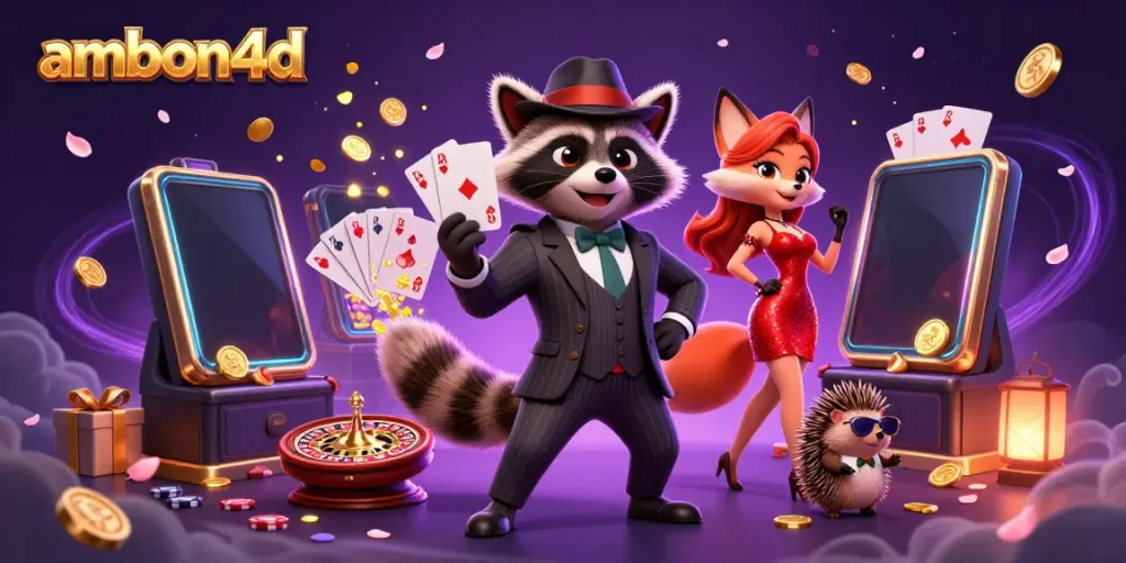 Witness the excitement of ambon4d with dynamic 3D cartoon characters engaged in thrilling casino games.
