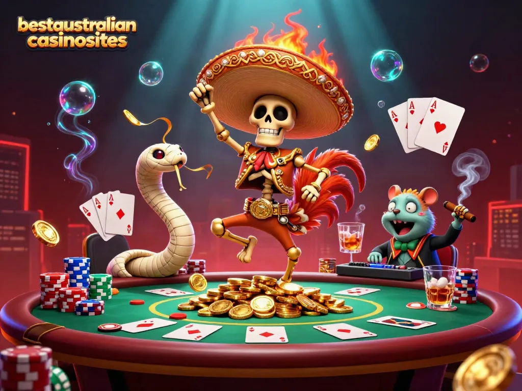 Experience the vibrant world of real money gambling at bestaustraliancasinosites with lively characters and casino elements.