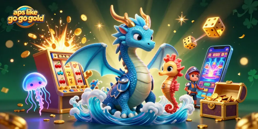 Play thrilling games like Go Go Gold with vibrant casino visuals featuring a dragon and seahorse.