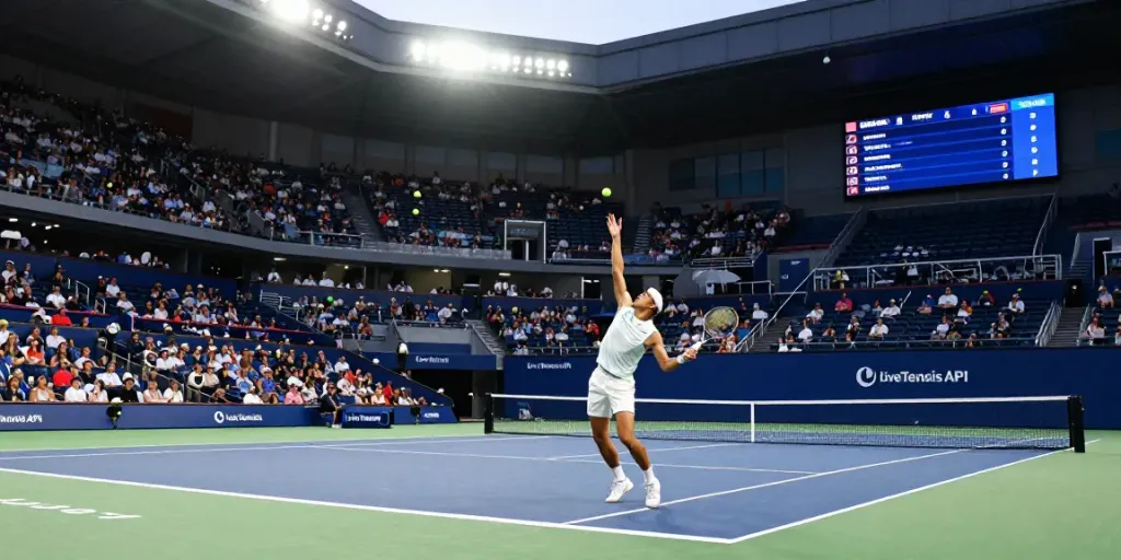 LiveTennisAPI real-time scores displayed during an exciting tennis match.