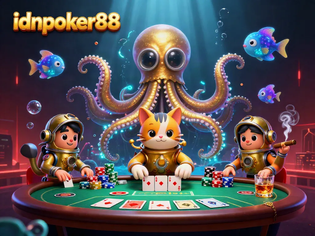 Experience thrilling poker action with idnpoker88 featuring vibrant 3D characters and casino elements.