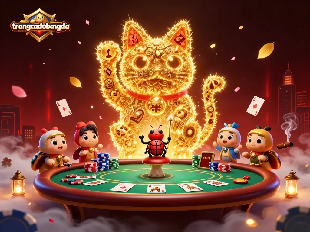 Experience winning tactics at trangcadobongda with a vibrant, rich 3D casino illustration showcasing luck and strategy.
