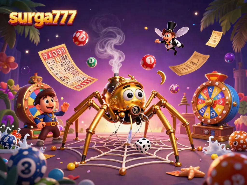 Experience the excitement of surga777 with a stunning steampunk illustration of winning casino elements.