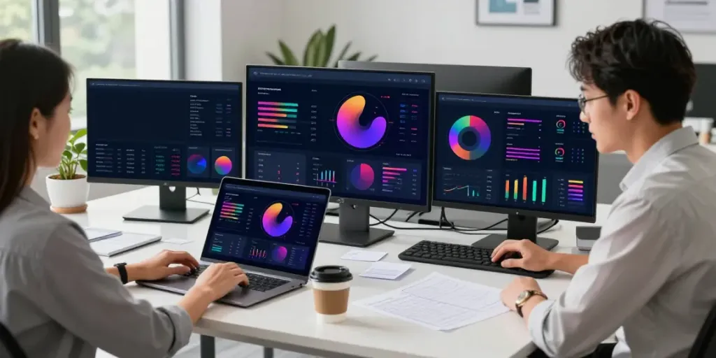 Professional analyzing data in a digital marketing workspace, exploring how to have a peek at this web-site efficiently.