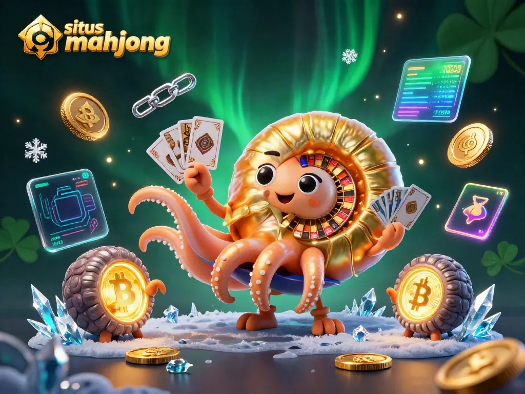 Engage in situs mahjong with our vibrant 3D illustration showcasing a giant nautilus roulette wheel.