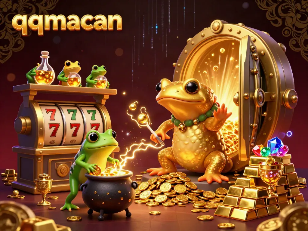 Experience the magic of qqmacan with a golden salamander alchemist in a bustling medieval casino.