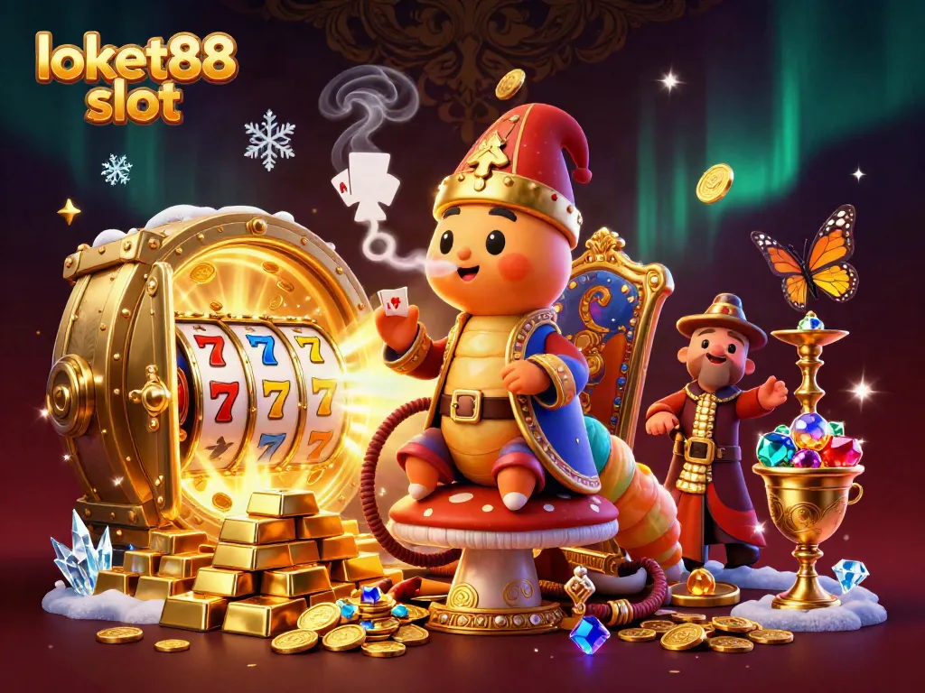 Engage with exciting gameplay featuring loket88 slot in this vibrant casino-themed illustration.