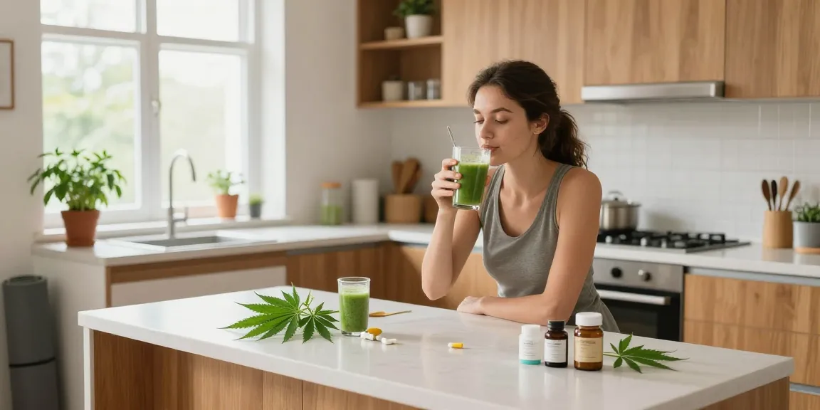 Discover cheap tobacco and cigarettes online while embracing natural wellness with CBD oil in a bright kitchen.