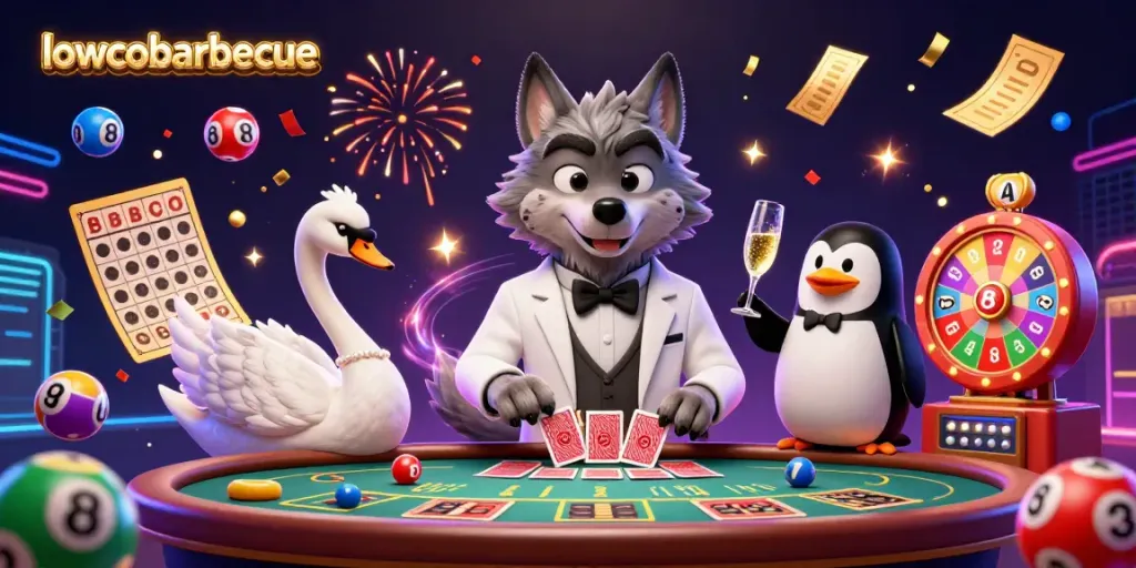 Experience thrilling gameplay at lowcobarbecue, featuring a lively casino scene with charming characters and dynamic elements.