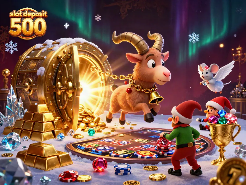 Spin to win at slot deposit 500 with lively characters in a bustling casino environment.