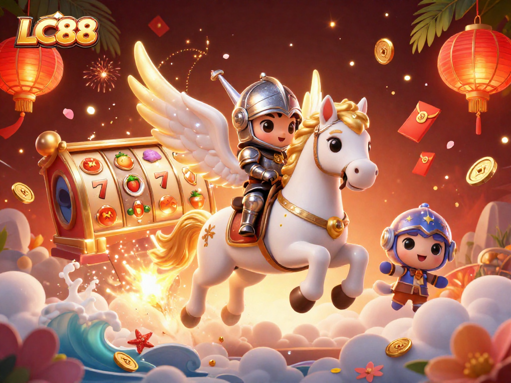 LC88 engages players with a lively scene showcasing vibrant slot reels and magical elements for dynamic gaming.